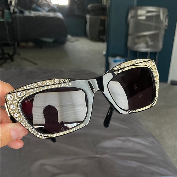 Swarovski Accessories - Swarovski Black Sunglasses with Crystal Trim
